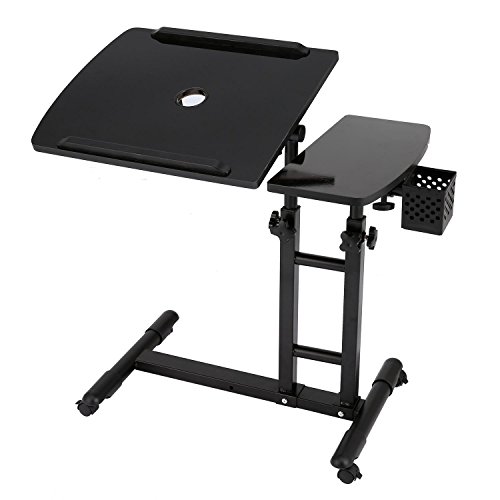 Utheing Mobile Laptop Desk Cart Height Adjustable Rolling Cart Table with Wheels for Bed Sofa (type1)