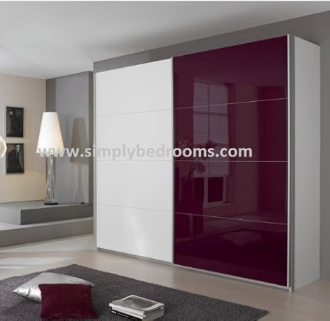 New York Purple And White Glass Sliding Door Wardrobe Amazon Co