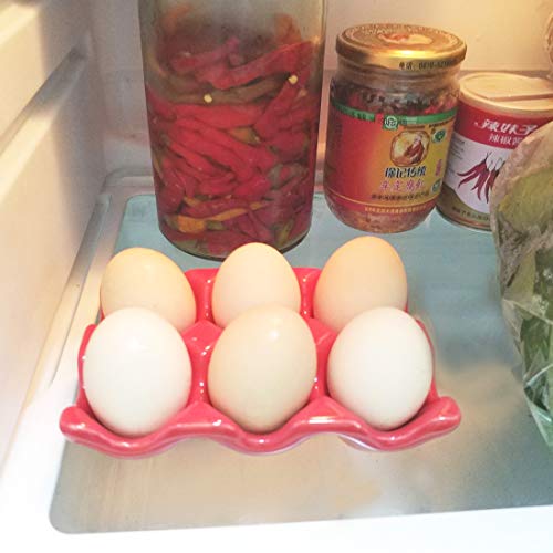 image for Komifa Ceramic Egg Holder Egg Tray Porcelain Fresh Egg Holder for Frid