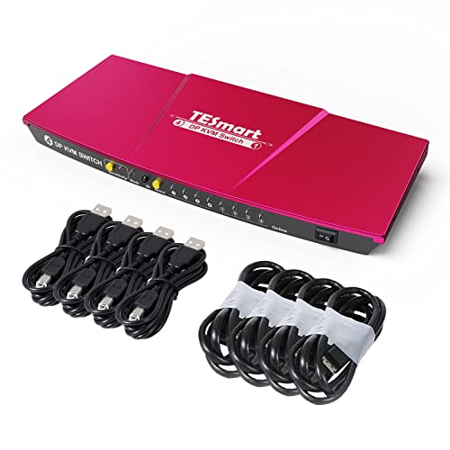 TESmart KVM Switch DisplayPort, 4 Port KVM Box, UHD 4K60Hz RGB 444