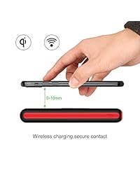 Cargador inalámbrico Qi Power Bank, MOMAX 20000mAh Cargador de corriente QI Wireless Cargador Pad Batería Externa para Samsung Galaxy Note 8 S8, iPhone X   8 8 Plus y más, Negro