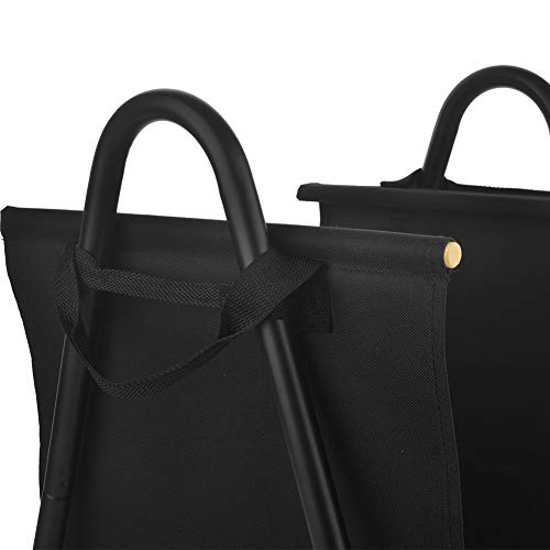 Patio Guarder Firewood Carrying Bag Fireplace Log with Canvas Tote Carrier Indoor Fire Wood Rack Firewood Storage Holders Log Bin Portable Fire Logs Basket Black - Thumbnail 3