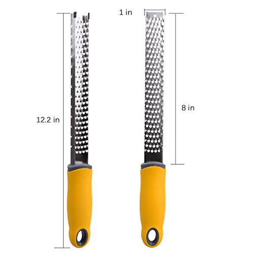 Prokitchen Classic Citrus Zester Grater with Cover Stainless Steel Micro Zester-grater Peeler for Lemon,Lime,Rind,Ginger,Cheese,Chocolate and Orange (Yellow Round Shape)