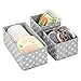 mDesign Fabric Drawer Divider Organizer Bin, Nursery/Bedroom Dresser, Closet, Shelf, Playroom Organization, Hold Clothes, Toys, Diapers, Bibs, Set of 3, 2 Pack, Gray/White Polka Dot