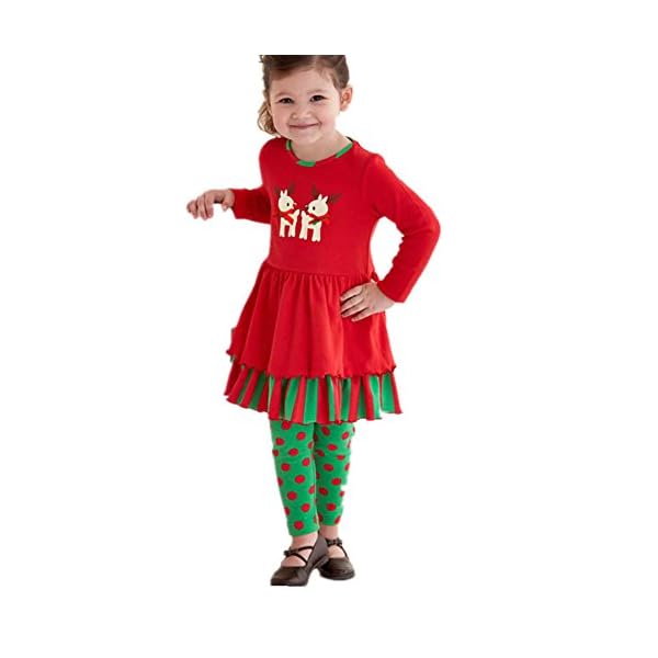 Azhido Baby Girls Christmas 2pc Pant Clothing Set Long Sleeve Deer Outfits (2T, Red) - Image 3