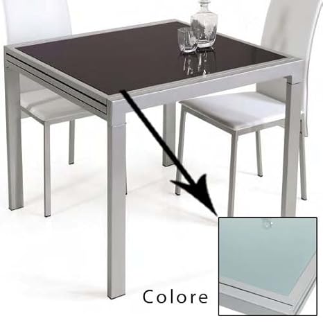 Tavolo Allungabile Vetro Satinato Temperato E Metallo Cm 90