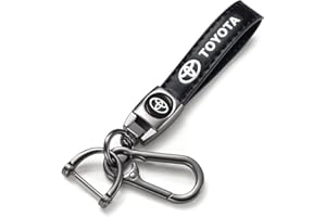 Fiuwrs Genuine leather Car Keychain Set for Toyota Tacoma Avalon Camry Prius Avalon Corolla RAV4 Highlander Key Chain Accessories for Men And Women,Key Ring Lanyard (Black)