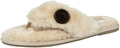 ellaLadies Faux Fur Toe Post Memory Foam Comfort Flip Flops Spa Slippers Size 3-8