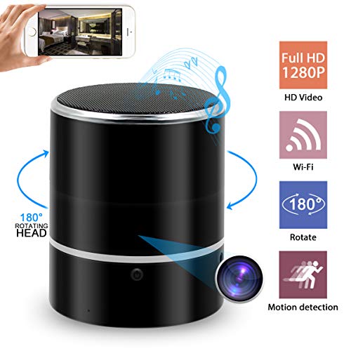 Hidden Camera Spy Camera Bluetooth Speaker, WiFi HD 1080P DVR Rotate 180°Lens Remote View Music Player Security Camera Night Vision Motion Detection for Home Office (Best Cheap Camera For Music Videos)