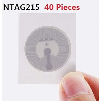 40 Pieces NFC Sticker NTAG 215 Compatible with Amiibo and TagMo Fully Programmable NTAG215 NFC Tags Circular Stickers Works with Android and All NFC Enabled Devices,Round by Timeskey NFC