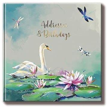 The Wildlife Square Birthdays and Address Book - Waterlily and Swan Design
