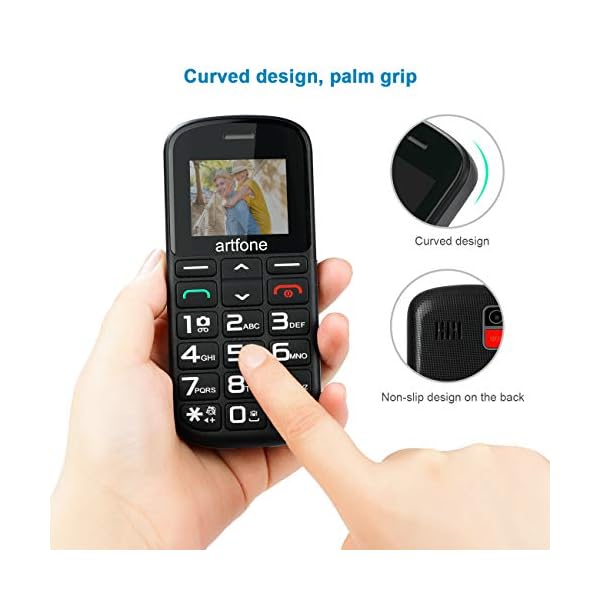 Mobile-Phone-for-Elderly-People-artfone-1400mAh-Battery-Big-Button-Mobile-Phones-Dual-SIM-Unlocked-SOS-Button-Torch-Side-Buttons-Camera-and-Charging-Dock-Black artfone Mobile Phone for Elderly People, 1400mAh Battery Big Button Mobile Phones Dual SIM Unlocked, SOS Button, Torch…