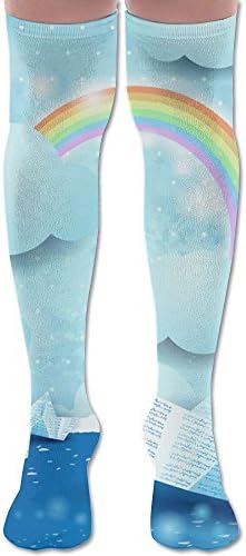 NEW Paper Boat Sticker In The Sea Print Fall Winter Casual Knee Pure Cotton Boots Socks In Knee Socks!