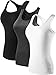 Neleus Womens 3 Pack Compression Athletic Long Tank Top,Black,Grey,White,EU 2XL, US XL