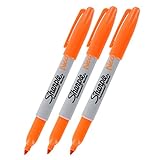 Sharpie Neon Permanent Marker, Neon Orange Ink, Pack of 3