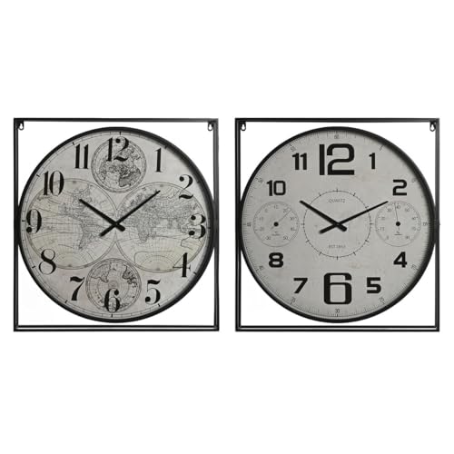 Home ESPRIT Wanduhr Weiß Schwarz Metall Holz MDF 62 x 6 x 65 cm (2 Stück)