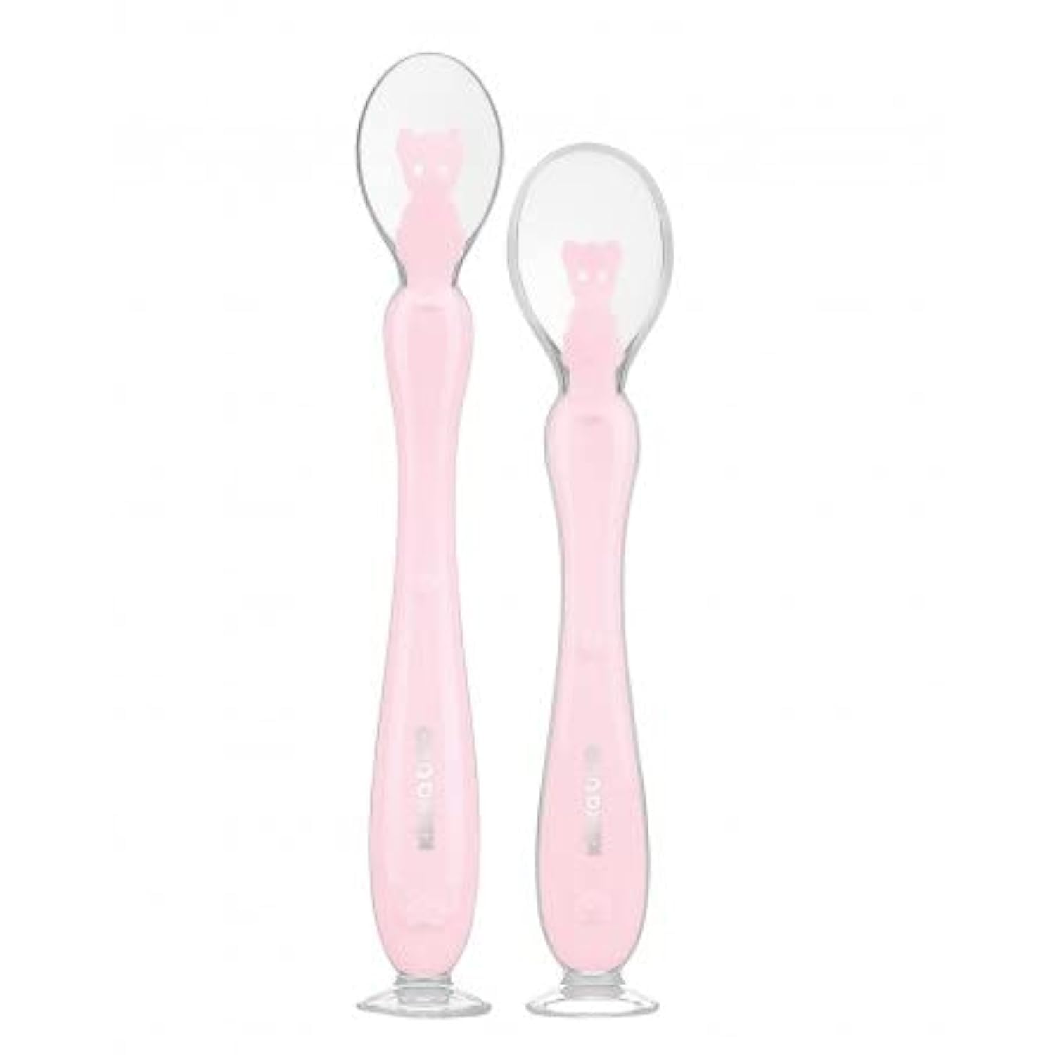 KikkaBoo 2 Pack Silicone Spoon for Babies Suction Cup 4+ Months BPA Free (Pink)