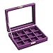 New Wayzon 12 Grids Jewelry Holder Organizer Box Storage Case Earrings Rings Disply with Lock for Women Girls (Purple)