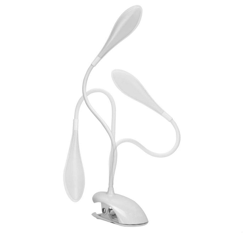Desk Lamps, BW LED Table Lamps Dimmable Touch Eye-Care, 2-IN-1 Can Stand with Anti-skid Base and Clip Everywhere (3-Level Dimmer, Touch Sensor Control, Flexible Gooseneck, Clip On Lamp, USB Charge Desk Lamp)-White