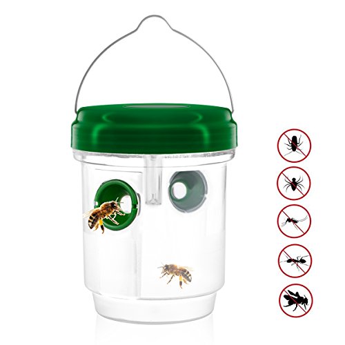 FITMAKER Wasp Trap Catcher, Life Outdoor Solar Powered Ultraviolet LED Light, Perfect for Wasps, Bees, Yellow Jackets, Hornets, Bugs, Fly and More