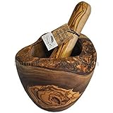 Naturally Med Olive Wood Rustic Mortar and Pestle