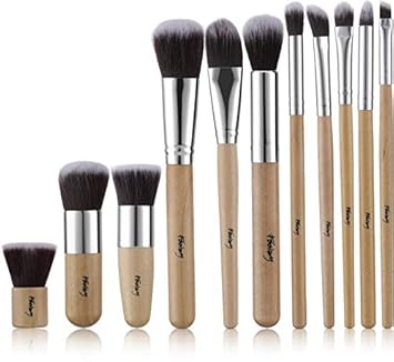 Foolzy 11Pcs Makeup Brush Set Professional Kabuki Foundation Blending Blush Concealer Eye Face Liquid Powder Cream Cosmetics Brushes Kit