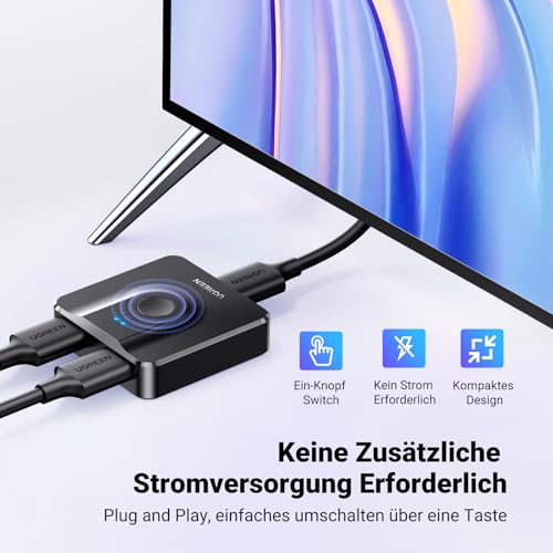 HDMI 2.0 Switch 4K@60Hz Bidirektional HDMI Switch Splitter 1 in 2 Out/2 in 1 Out für PS5, PS4, Xbox,TV Box, TV Stick, Switch, Monitor, PC usw