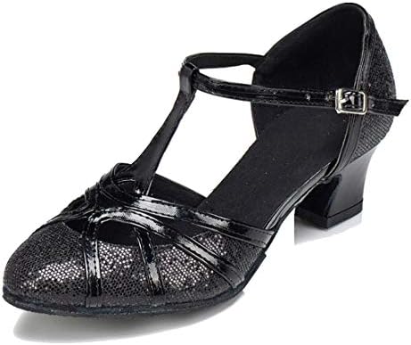 TDA Womens T-Strap Glitter Synthetic Salsa Tango Ballroom Latin Party Dance Shoes CM101