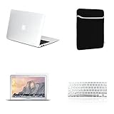 TOP CASE - 4 in 1 Bundle Deal Air 13-Inch Rubberized Hard Case, Keyboard Cover, Screen Protector and Sleeve Bag for MacBook Air 13