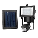 Meikee 60 LED Solar Motion Sensor Light, 15m Motion Distance, Wall Lights, Security Light, Solar Rechargeable Flood light,300 lumen High Output, Daylight White,6000K,IP65 Waterproof