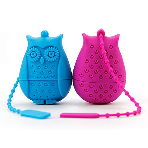 REAMTOP 6PCS Owl Design Silicone Tea Infuser, Reusable Cute Safe Loose Leaf Tea Bags Strainer Filter