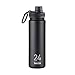 Takeya Originals 24 oz Vacuum Insulated Stainless Steel Water Bottle with Spout Lid, Black