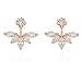 megko 925 Sterling Silver Cubic Zirconia Earrings Leaf Feather Ear Jacket Front Back Ear Cuffs Stud Earring