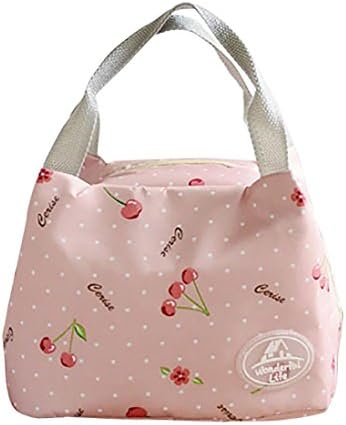 Geyou Lunch Bags,Insulated Cold Canvas Stripe Picnic Carry Case Thermal Portable Lunch Bag For Women Kids (B)