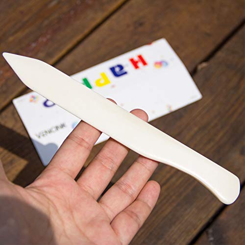 Large Genuine Bone Folder Tool - Real Craft Bone Folders Paper Creaser Crafting Folding Scoring Burnishing Creasing Scrapbooking Tools For Beginner DIY Bookbinding Supplies Leather Origami Paper Craft