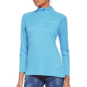 Ogeenier Dames shirt met lange mouwen UPF 50+ UV zonwering, lange mouwen loopshirt sportshirt 1/4 rits voor training…