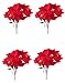 Juvale Poinsettia Flowers Artificial Pack - Red Silk Petals & Plastic Stems - 16.5 in Length - Lifelike Real-Looking Blooms for Floral Arrangement & Red Centerpieces - Decorative Silk Blooms in Pots