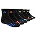 adidas Kids-Boy's/Girl's Cushioned Quarter Socks (6-Pair), Black/Graphite/Shock Blue Solar Green Solar Orange, Medium