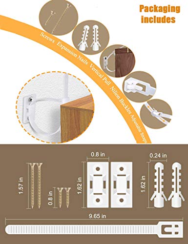 Furniture Straps (10pack) Wall Anchor, Baby Proofing Anti Tip Furniture Anchors Kit, urniture Anchors for Baby Proofing Safety, Protect Toddler and Pet from Falling Furniture - Thumbnail 3