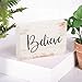 P. Graham Dunn Believe Grey Script White Wash 5 x 3.5 Inch Solid Pine Wood Barnhouse Block Sign