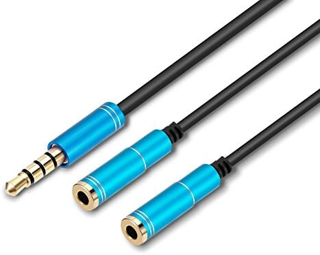 Headphone Splitter, Senhomtog, 3.5mm Y Audio Splitter Extension Cable,Headset Adapter for Audio Jack (2Pack) (Blue)