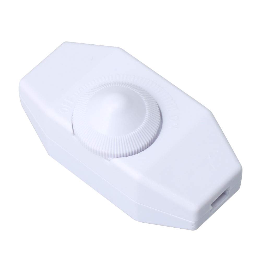 Mxfans White Inline 15-75W Manual Lights Knob Dimmer Switch for Lamps Lights