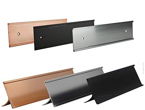 Office Desk/Tabletop 2x10 Name Plate Holders OR Wall/Door Mount Name Plate Holder - Fits Standard Size 2x10 NamePlates (Not Included), 3 Color Options - Gold, Silver or Black