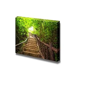 Canvas Prints Wall Art - Stairway to Forest, Erawan National Park,Kanchanburi,Thailand| Modern Home Deoration/Wall Art Giclee Printing Wrapped Canvas Art Ready to Hang - 12" x 18"