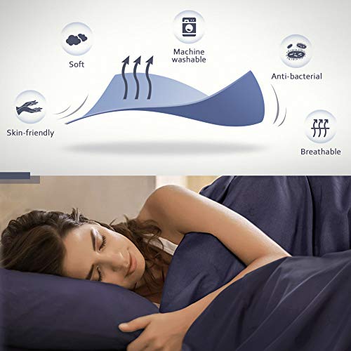 Glymnis Sleeping Bag Liner Camping Sleeping Sheet Lightweight Summer Travel Camping Hotel Sleeping Bag Sheet for Traveling Hotels Camping Backpacking XL Navy Blue - Thumbnail 3