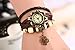 DOMIRE Retro Four Leaf Clover Quartz Fashion Weave Wrap Around Leather Bracelet Lady Women Wrist Watch