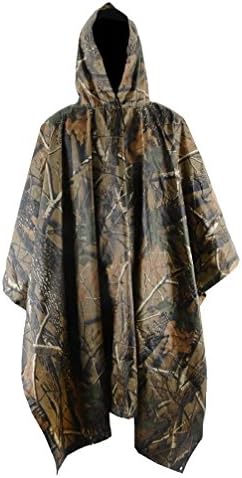 MUEQU Multifunction Rain Poncho Rainwear,Outdoor Camping Tent Mat,Hiking Outdoor Cycling Raincoat Hooded Ripstop Rainproof WaterproofHornhill (Maple Leaf Camouflage)