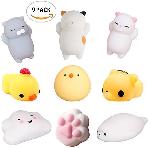 Mini Squishy Animal 3D Soft Silicone Cartoon Rising Squishy Kawaii Cute Kid Toy Pillow Toy for Kids Adults Reduce Stress Pressure Press(9 Styles)