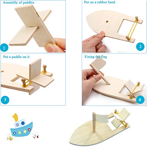 Drawing Wooden Sailboats Home DIY Education Toy Creative Painted White Models Children's Coloring Handmade DIY Boats Toy(3pack)