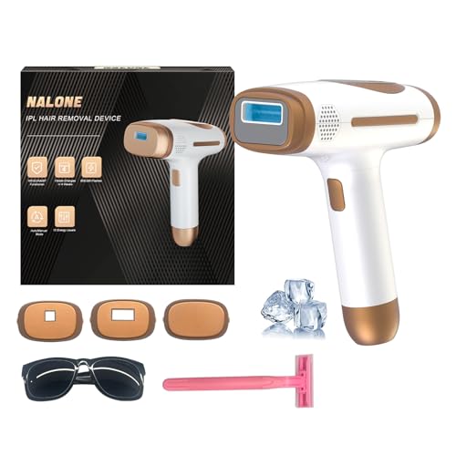 NALONE Depiladora Laser IPL, 4 en 1 Depiladora Luz Pulsada - HR/SC/RA/BT, 10 Potencias, para Mujeres y Hombres, Uso en Casa, Rostro, Cuerpo y Axilas